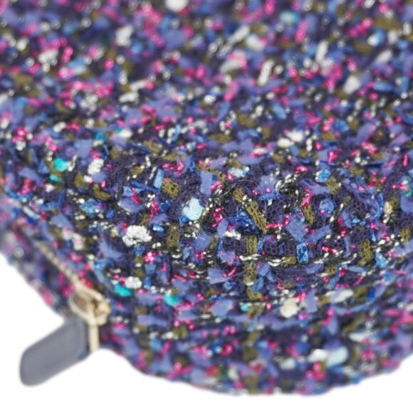 Chanel  Round Tweed Chain Clutch Crossbody Bag Blue - Picture 4 of 13